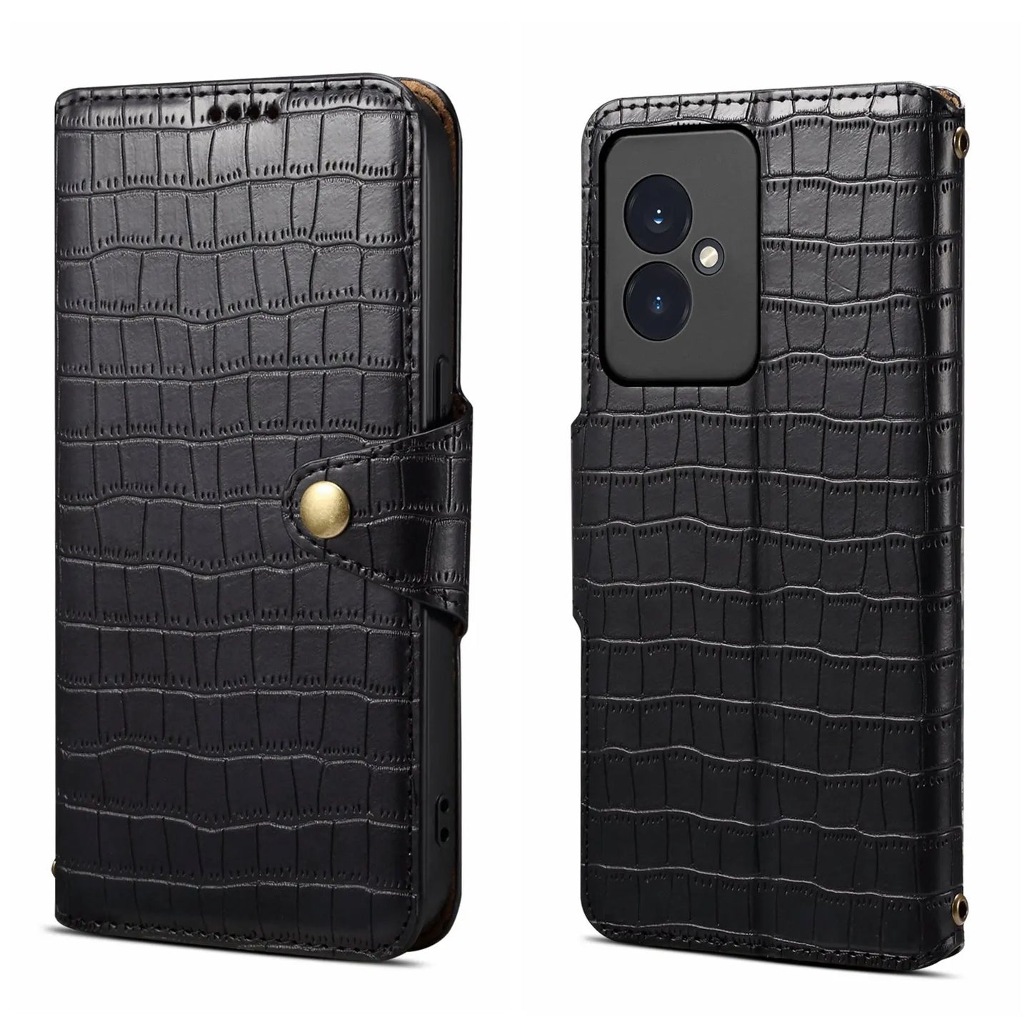 Honor 100 Denior Leather Case - Crocodile Texture with Oil Edge, Wallet & Kickstand Features-buycases.co.uk
