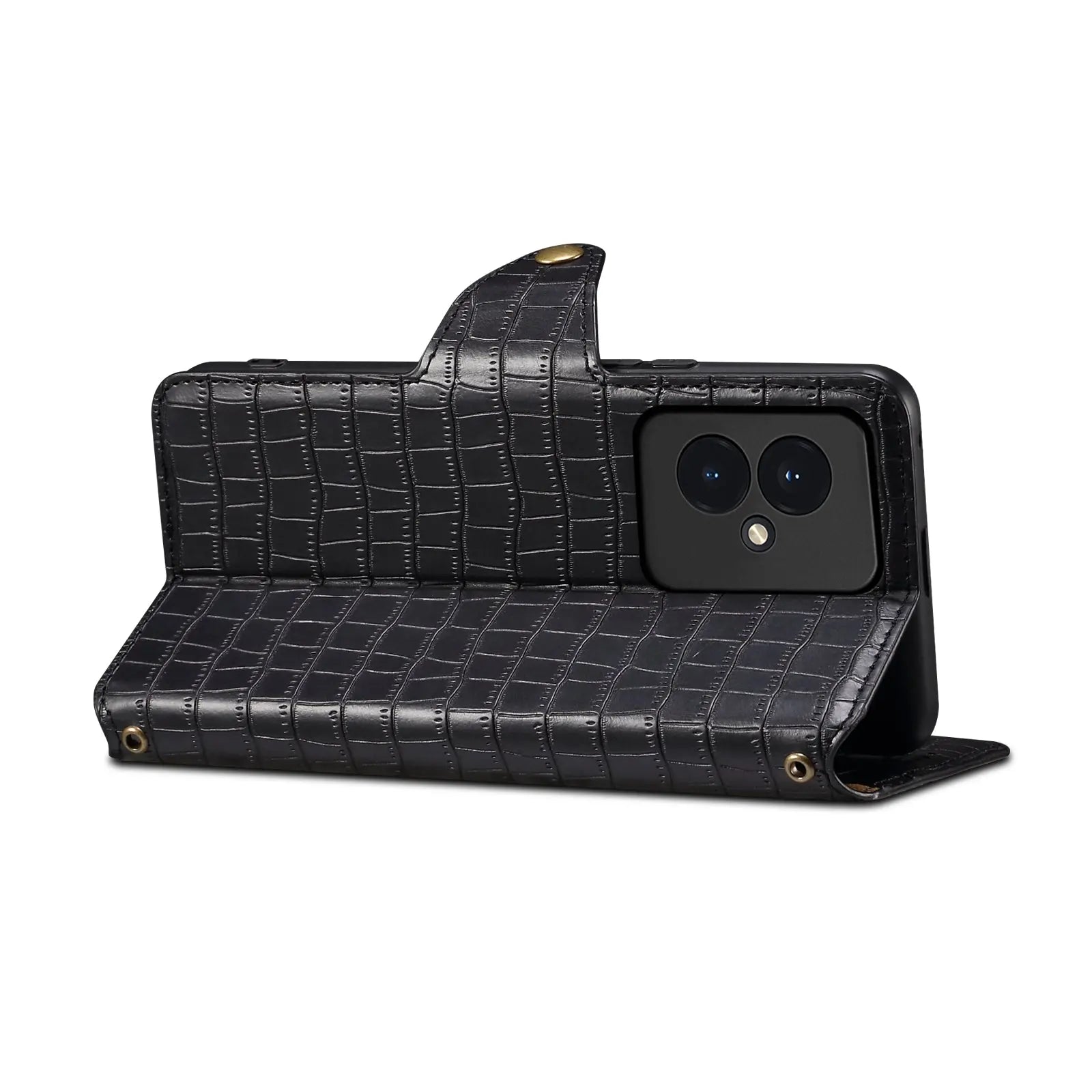 Honor 100 Denior Leather Case - Crocodile Texture with Oil Edge, Wallet & Kickstand Features-buycases.co.uk