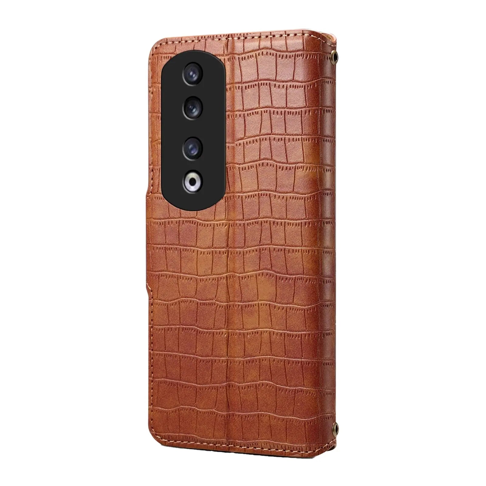 Honor 90 Pro Denior Leather Case - Crocodile Texture with Oil Edge, Wallet & Kickstand Features-buycases.co.uk