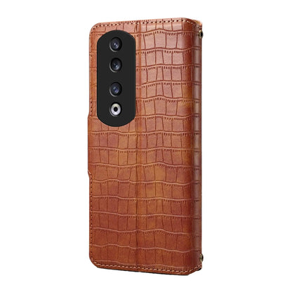 Honor 90 Pro Denior Leather Case - Crocodile Texture with Oil Edge, Wallet & Kickstand Features-buycases.co.uk