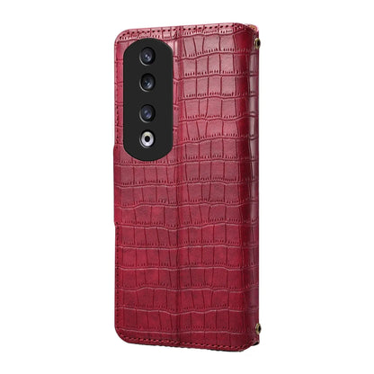 Honor 90 Pro Denior Leather Case - Crocodile Texture with Oil Edge, Wallet & Kickstand Features-buycases.co.uk