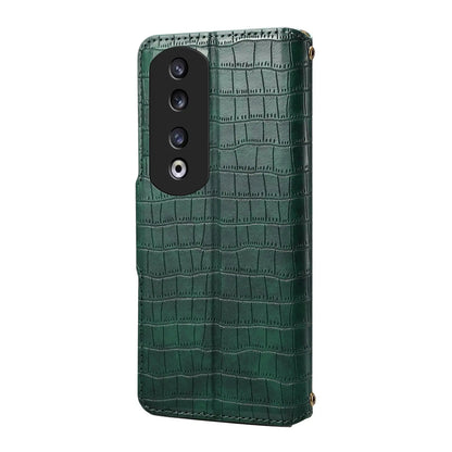 Honor 90 Pro Denior Leather Case - Crocodile Texture with Oil Edge, Wallet & Kickstand Features-buycases.co.uk