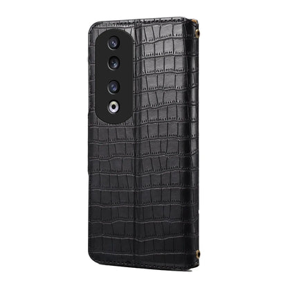 Honor 90 Pro Denior Leather Case - Crocodile Texture with Oil Edge, Wallet & Kickstand Features-buycases.co.uk