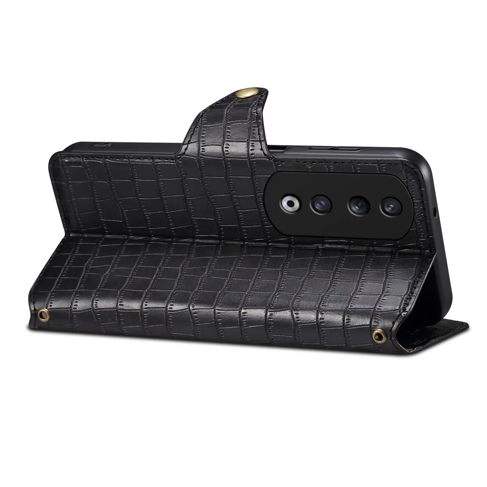 Honor 90 Pro Denior Leather Case - Crocodile Texture with Oil Edge, Wallet & Kickstand Features-buycases.co.uk