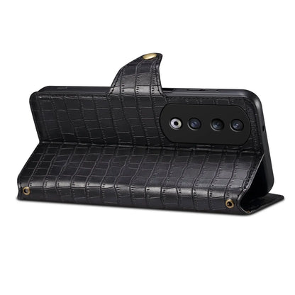 Honor 90 Pro Denior Leather Case - Crocodile Texture with Oil Edge, Wallet & Kickstand Features-buycases.co.uk