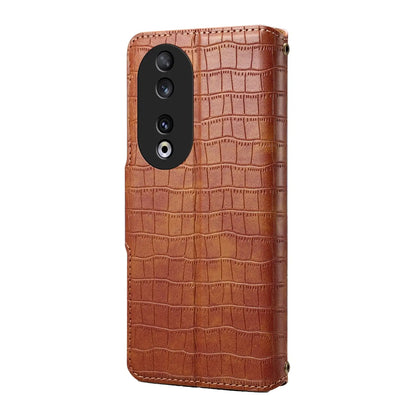 Honor 90 Denior Leather Case - Crocodile Texture with Oil Edge, Wallet & Kickstand Features-buycases.co.uk