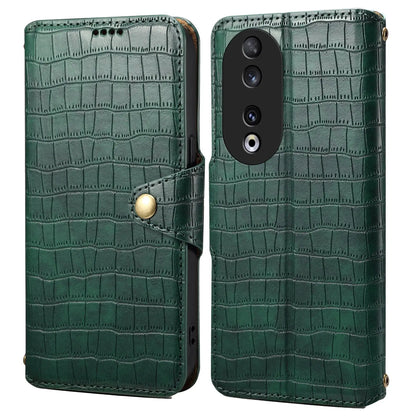 Honor 90 Denior Leather Case - Crocodile Texture with Oil Edge, Wallet & Kickstand Features-buycases.co.uk
