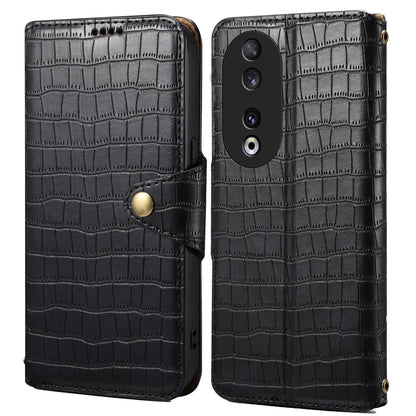 Honor 90 Denior Leather Case - Crocodile Texture with Oil Edge, Wallet & Kickstand Features-buycases.co.uk