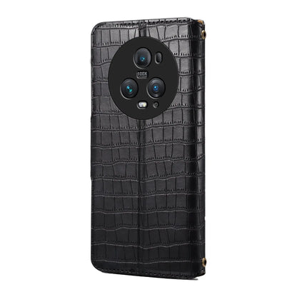 Honor Magic5 Pro Denior Leather Case - Crocodile Texture with Oil Edge, Wallet & Kickstand Features-buycases.co.uk