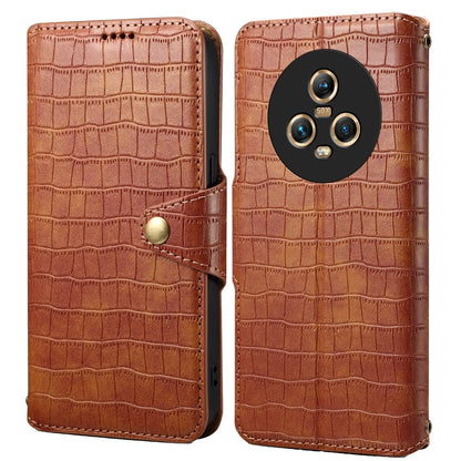 Honor Magic5 Denior Leather Case - Crocodile Texture with Oil Edge, Wallet & Kickstand Features-buycases.co.uk