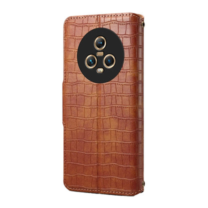 Honor Magic5 Denior Leather Case - Crocodile Texture with Oil Edge, Wallet & Kickstand Features-buycases.co.uk