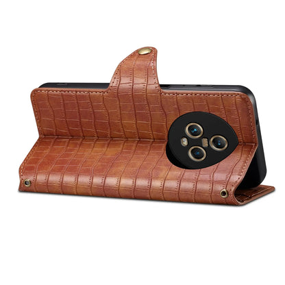 Honor Magic5 Denior Leather Case - Crocodile Texture with Oil Edge, Wallet & Kickstand Features-buycases.co.uk