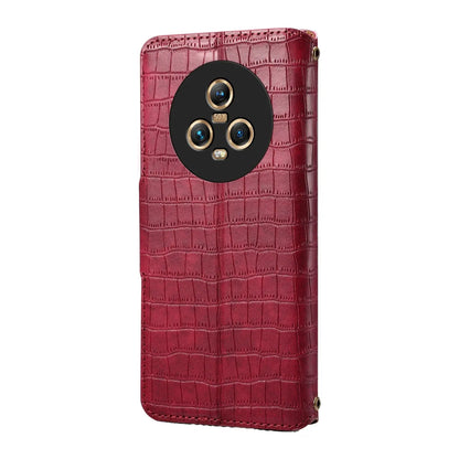 Honor Magic5 Denior Leather Case - Crocodile Texture with Oil Edge, Wallet & Kickstand Features-buycases.co.uk