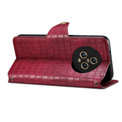 Honor Magic5 Denior Leather Case - Crocodile Texture with Oil Edge, Wallet & Kickstand Features-buycases.co.uk