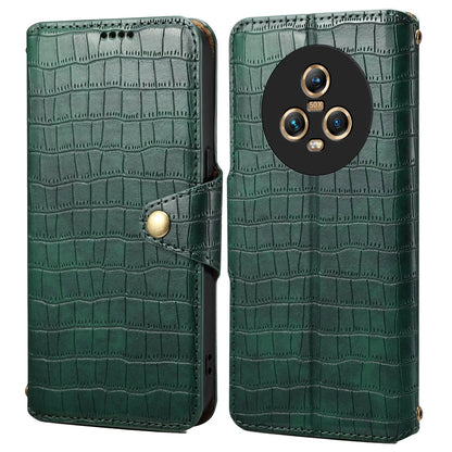 Honor Magic5 Denior Leather Case - Crocodile Texture with Oil Edge, Wallet & Kickstand Features-buycases.co.uk