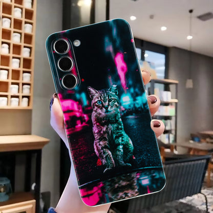 Samsung Galaxy S23 5G Phone Case with Colorful Artistic TPU Material - Floral, Cat, and Eye Patterns-buycases.co.uk