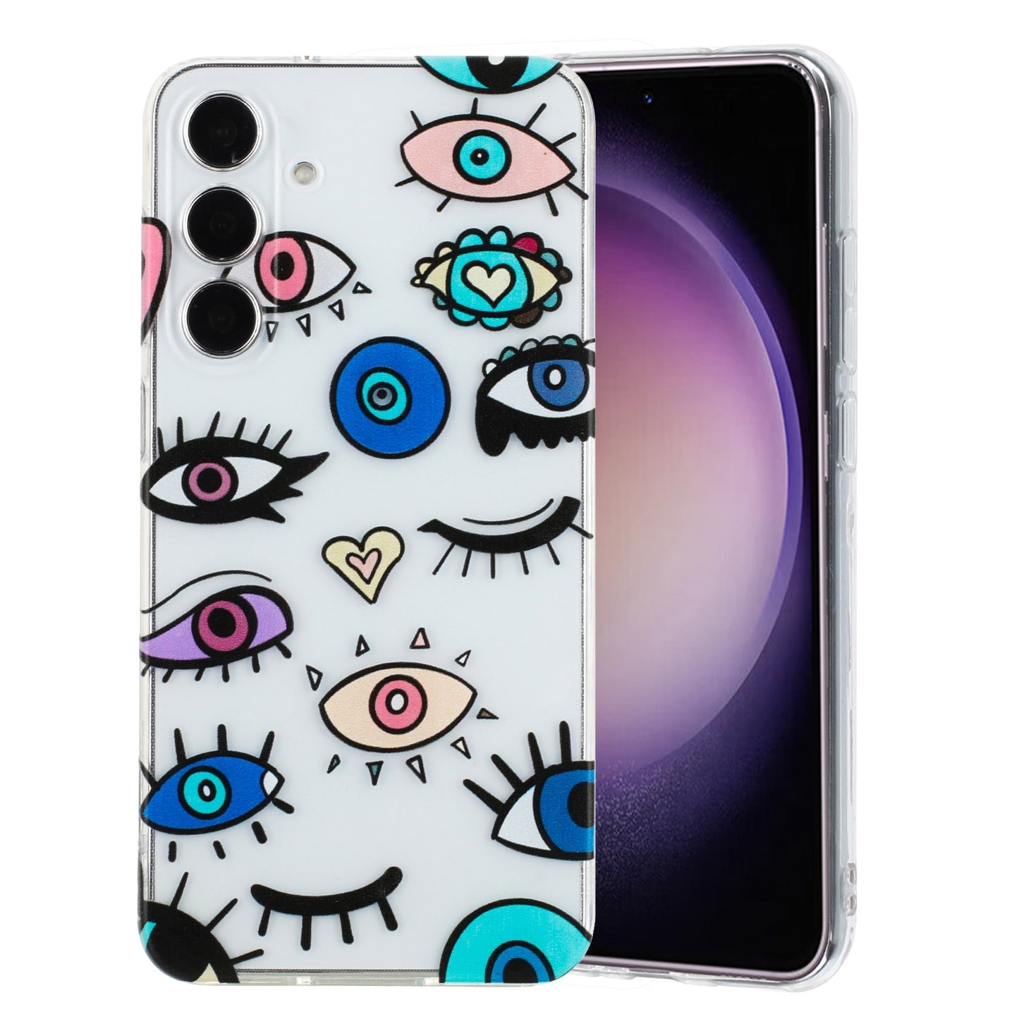 Samsung Galaxy S24+ 5G Phone Case with Colorful Artistic TPU Material - Floral, Cat, and Eye Patterns-buycases.co.uk
