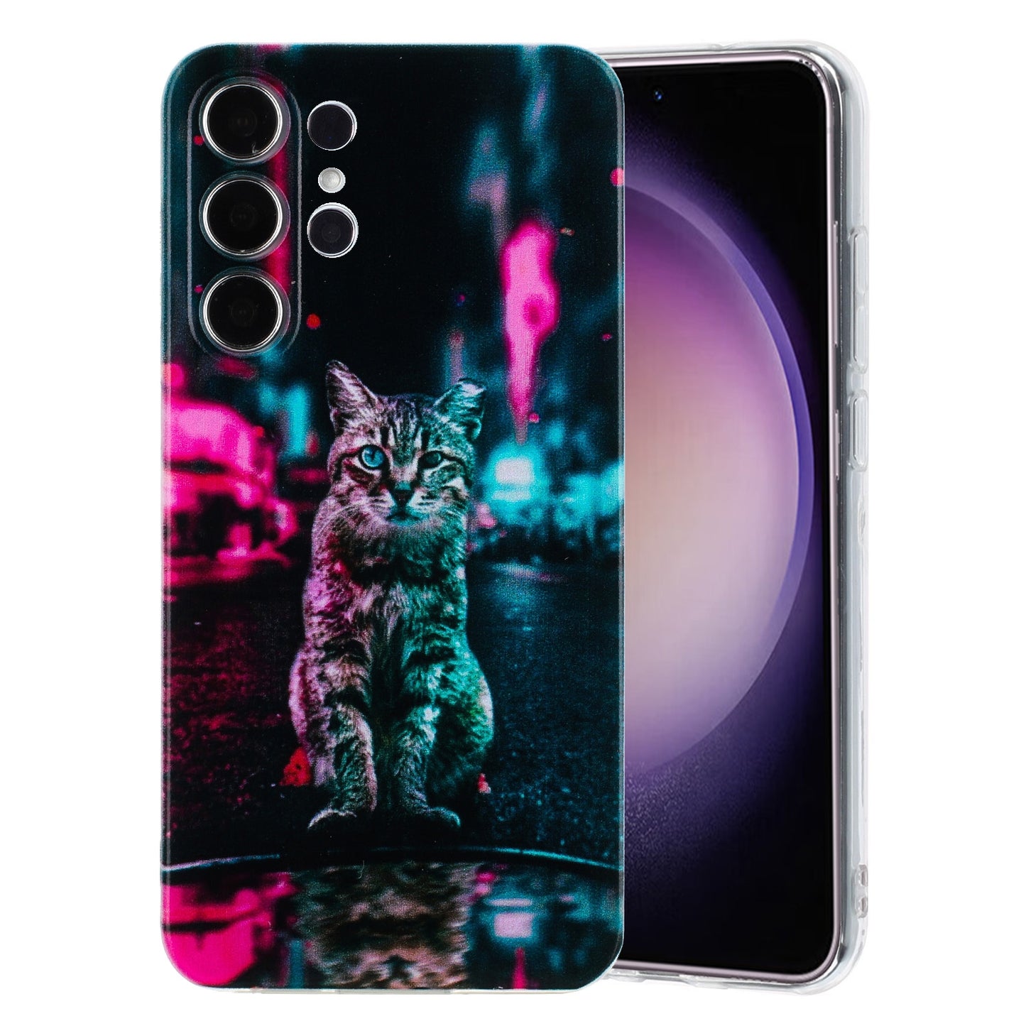 Samsung Galaxy S24 Ultra 5G Phone Case with Colorful Artistic TPU Material - Floral, Cat, and Eye Patterns-buycases.co.uk