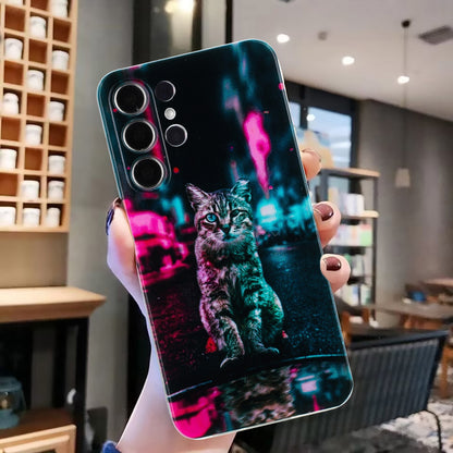 Samsung Galaxy S24 Ultra 5G Phone Case with Colorful Artistic TPU Material - Floral, Cat, and Eye Patterns-buycases.co.uk