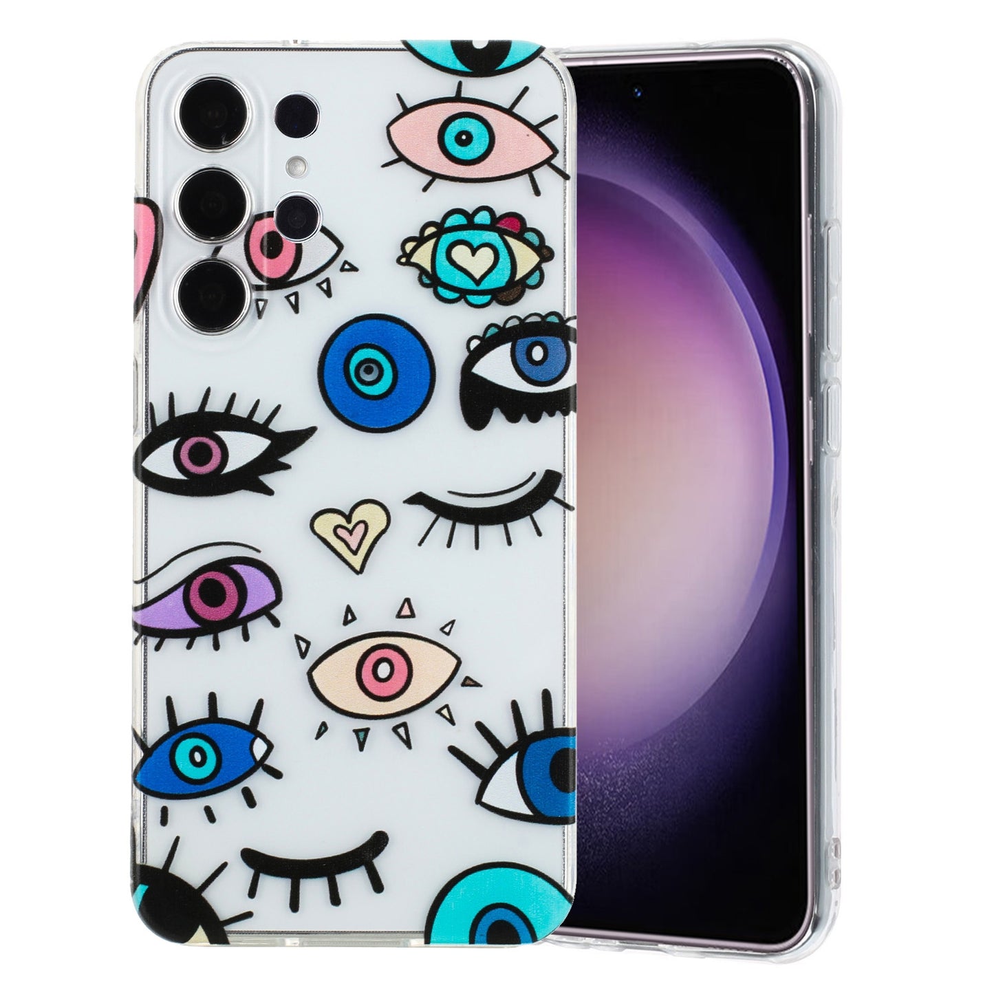 Samsung Galaxy S24 Ultra 5G Phone Case with Colorful Artistic TPU Material - Floral, Cat, and Eye Patterns-buycases.co.uk