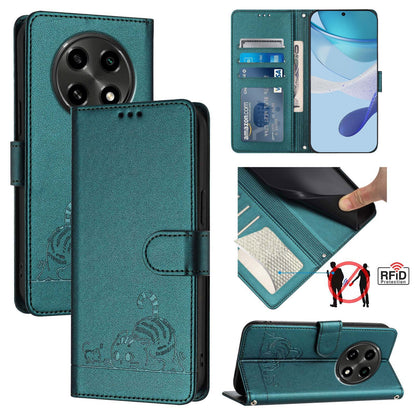 OPPO A3 Pro 5G Cat and Mouse Embossed PU Leather RFID Case with Wallet Slots, Anti-Fall Protection, Kickstand, and Lanyard-buycases.co.uk