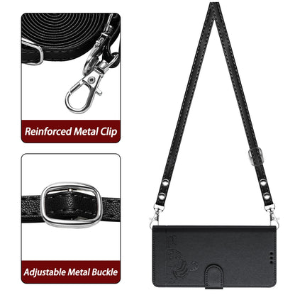 OPPO A77 5G Cat and Mouse Embossed PU Leather RFID Case with Wallet Slots, Anti-Fall Protection, Kickstand, and Lanyard-buycases.co.uk