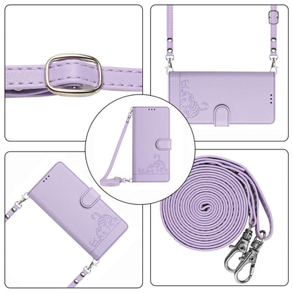 OPPO A77 5G Cat and Mouse Embossed PU Leather RFID Case with Wallet Slots, Anti-Fall Protection, Kickstand, and Lanyard-buycases.co.uk
