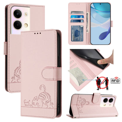 OPPO Reno9 Pro 5G Cat and Mouse Embossed PU Leather RFID Case with Wallet Slots, Anti-Fall Protection, Kickstand, and Lanyard-buycases.co.uk