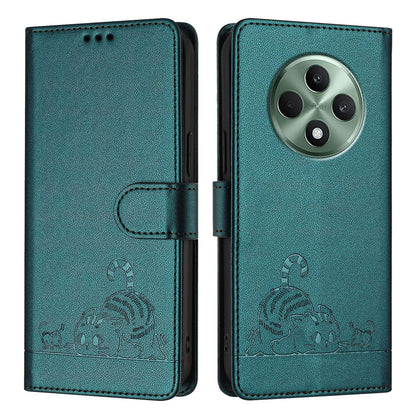 OPPO Reno12 F Global Cat and Mouse Embossed PU Leather RFID Case with Wallet Slots, Anti-Fall Protection, Kickstand, and Lanyard-buycases.co.uk