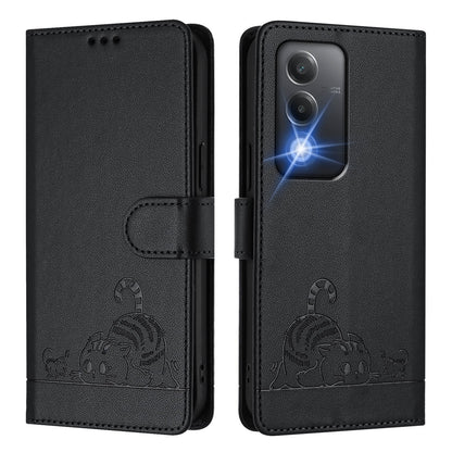 OPPO K12x 5G Global Cat and Mouse Embossed PU Leather RFID Case with Wallet Slots, Anti-Fall Protection, Kickstand, and Lanyard-buycases.co.uk