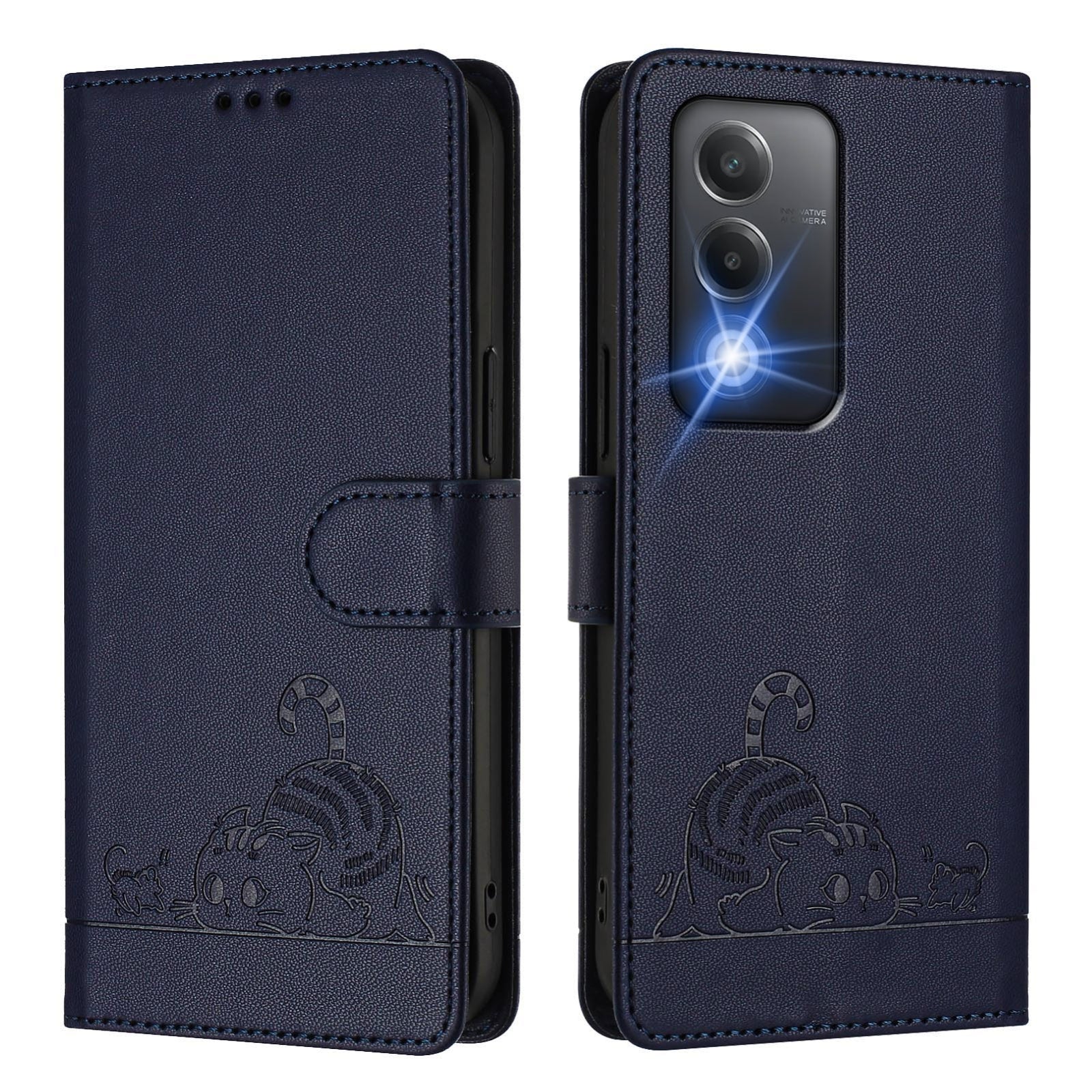 OPPO K12x 5G Global Cat and Mouse Embossed PU Leather RFID Case with Wallet Slots, Anti-Fall Protection, Kickstand, and Lanyard-buycases.co.uk