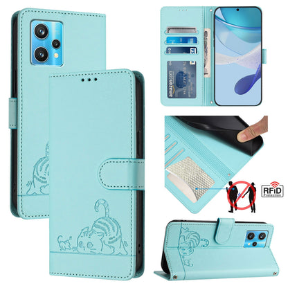 Realme Narzo 50 Pro 5G Cat and Mouse Embossed PU Leather RFID Case with Wallet Slots, Anti-Fall Protection, Kickstand, and Lanyard-buycases.co.uk