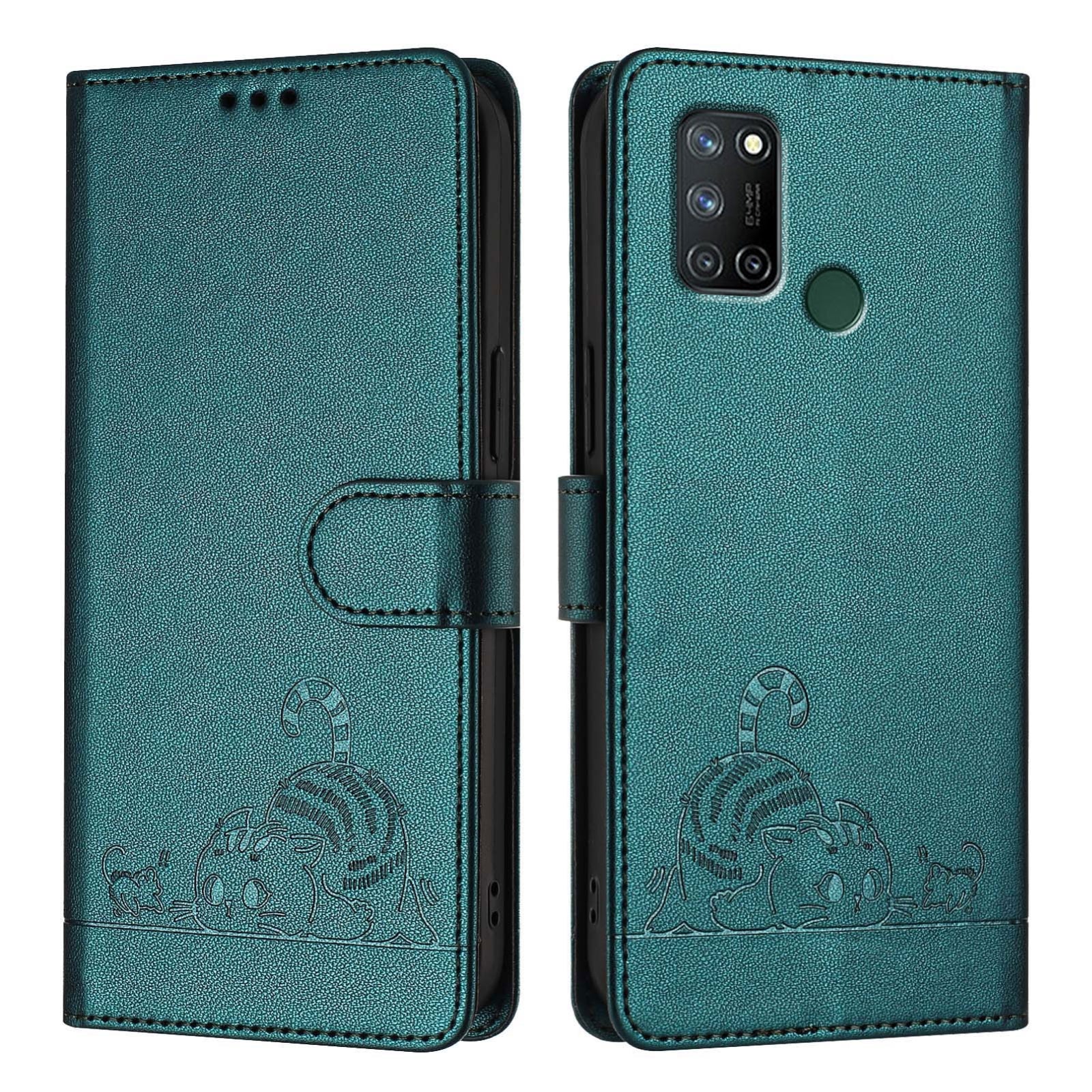 Realme 7i Cat and Mouse Embossed PU Leather RFID Case with Wallet Slots, Anti-Fall Protection, Kickstand, and Lanyard-buycases.co.uk