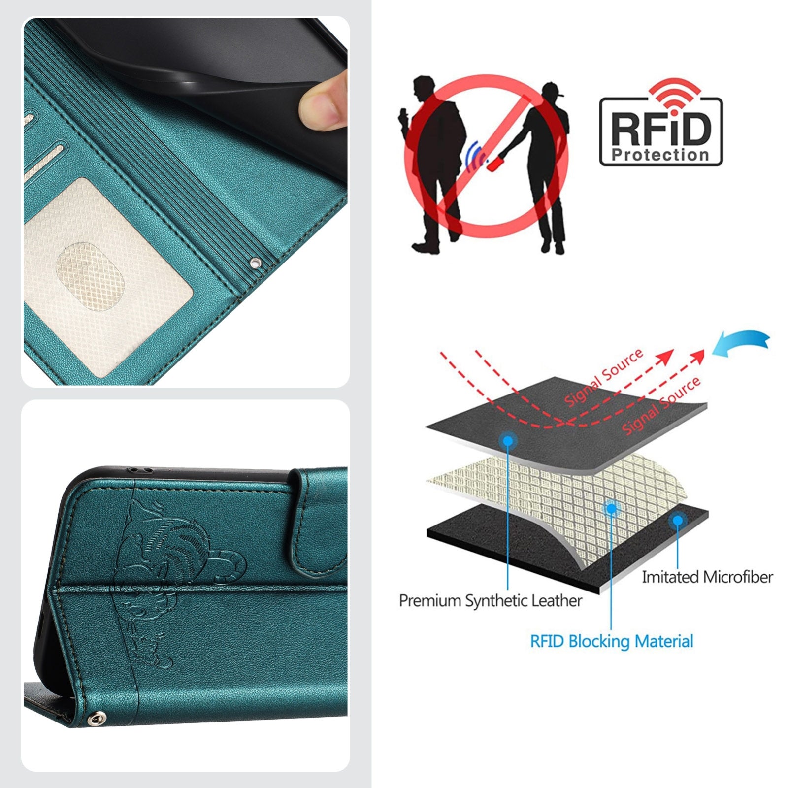 iPhone X Cat and Mouse Embossed PU Leather RFID Case with Wallet Slots, Anti-Fall Protection, Kickstand, and Lanyard-buycases.co.uk