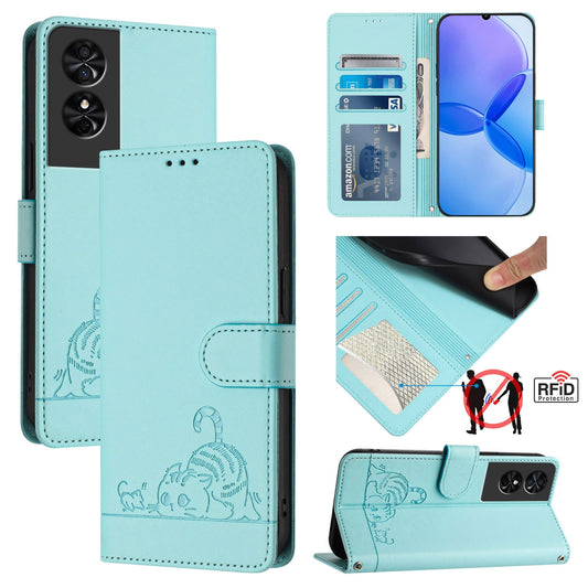 TCL 50 SE Cat and Mouse Embossed PU Leather RFID Case with Wallet Slots, Anti-Fall Protection, Kickstand, and Lanyard-buycases.co.uk