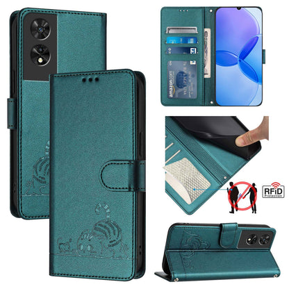 TCL 505 Cat and Mouse Embossed PU Leather RFID Case with Wallet Slots, Anti-Fall Protection, Kickstand, and Lanyard-buycases.co.uk