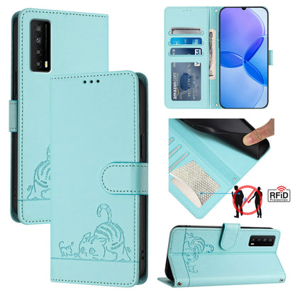 TCL Stylus 5G Cat and Mouse Embossed PU Leather RFID Case with Wallet Slots, Anti-Fall Protection, Kickstand, and Lanyard-buycases.co.uk