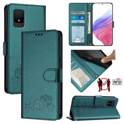 TCL 502 Cat and Mouse Embossed PU Leather RFID Case with Wallet Slots, Anti-Fall Protection, Kickstand, and Lanyard-buycases.co.uk