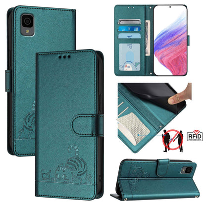 TCL 30Z T602DL Cat and Mouse Embossed PU Leather RFID Case with Wallet Slots, Anti-Fall Protection, Kickstand, and Lanyard-buycases.co.uk