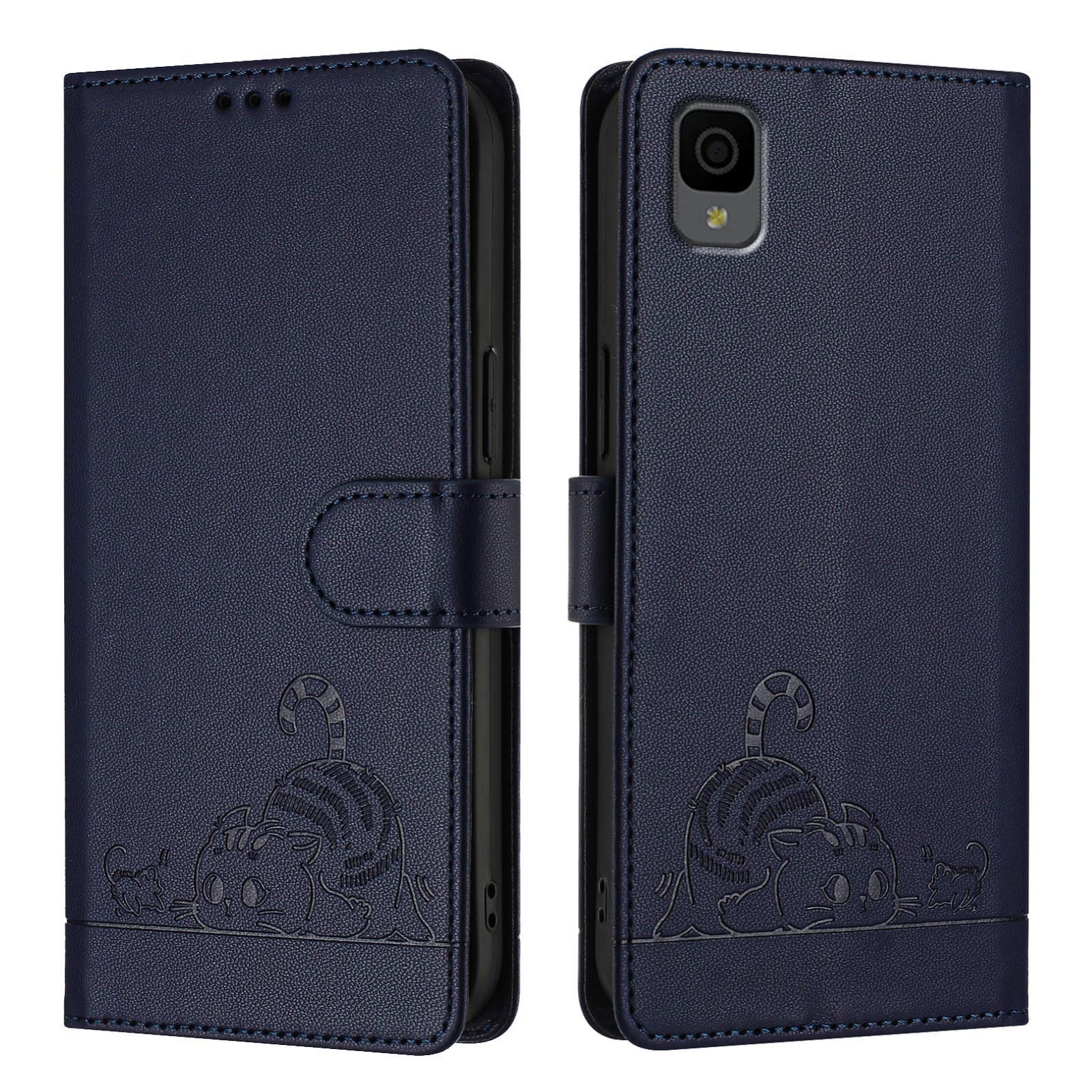 TCL 30Z T602DL Cat and Mouse Embossed PU Leather RFID Case with Wallet Slots, Anti-Fall Protection, Kickstand, and Lanyard-buycases.co.uk