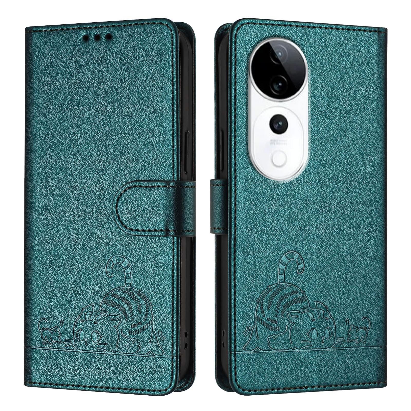 vivo S19 Pro Cat and Mouse Embossed PU Leather RFID Case with Wallet Slots, Anti-Fall Protection, Kickstand, and Lanyard-buycases.co.uk