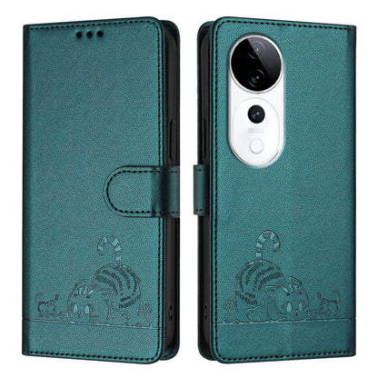 vivo S19 Pro Cat and Mouse Embossed PU Leather RFID Case with Wallet Slots, Anti-Fall Protection, Kickstand, and Lanyard-buycases.co.uk