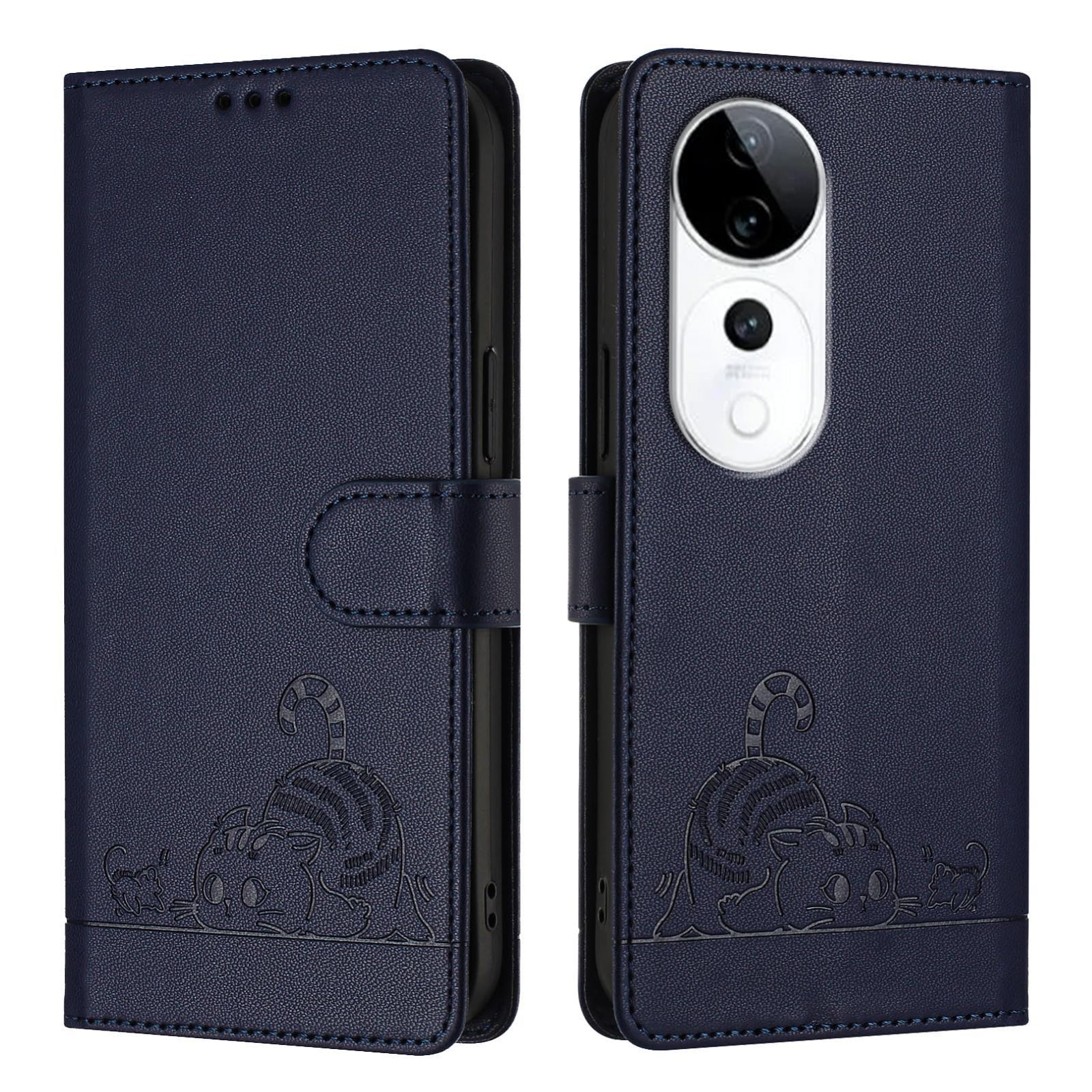 vivo S19 Pro Cat and Mouse Embossed PU Leather RFID Case with Wallet Slots, Anti-Fall Protection, Kickstand, and Lanyard-buycases.co.uk