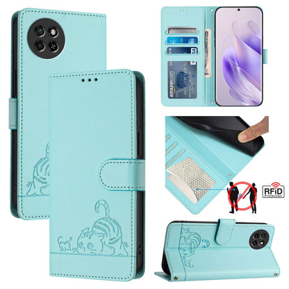itel S23 S665L Cat and Mouse Embossed PU Leather RFID Case with Wallet Slots, Anti-Fall Protection, Kickstand, and Lanyard-buycases.co.uk