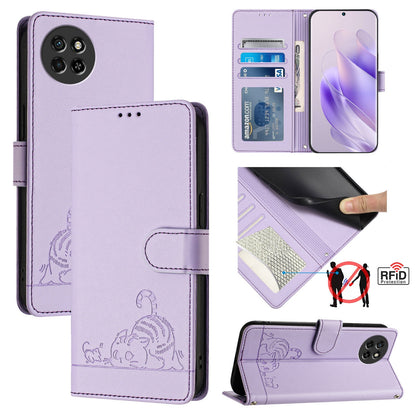 itel S23 S665L Cat and Mouse Embossed PU Leather RFID Case with Wallet Slots, Anti-Fall Protection, Kickstand, and Lanyard-buycases.co.uk
