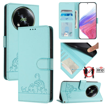 itel RS4 Cat and Mouse Embossed PU Leather RFID Case with Wallet Slots, Anti-Fall Protection, Kickstand, and Lanyard-buycases.co.uk