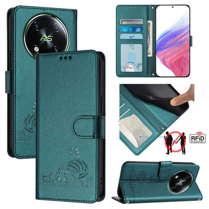 itel RS4 Cat and Mouse Embossed PU Leather RFID Case with Wallet Slots, Anti-Fall Protection, Kickstand, and Lanyard-buycases.co.uk