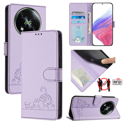 itel RS4 Cat and Mouse Embossed PU Leather RFID Case with Wallet Slots, Anti-Fall Protection, Kickstand, and Lanyard-buycases.co.uk