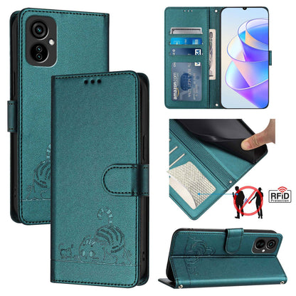 Tecno Spark 9 Pro Cat and Mouse Embossed PU Leather RFID Case with Wallet Slots, Anti-Fall Protection, Kickstand, and Lanyard-buycases.co.uk