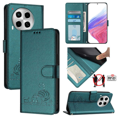 Tecno Camon 30 5G Cat and Mouse Embossed PU Leather RFID Case with Wallet Slots, Anti-Fall Protection, Kickstand, and Lanyard-buycases.co.uk